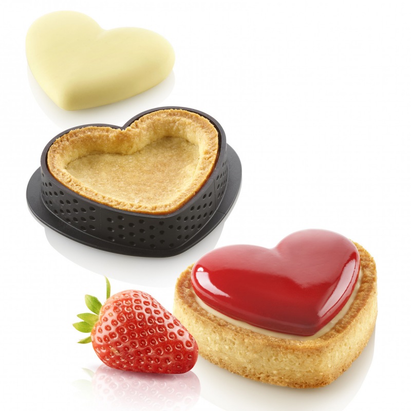 Moule pour réaliser des tartes en forme de coeur, 2 formats disponibles  pour réaliser une tarte ou de mini tartelettes