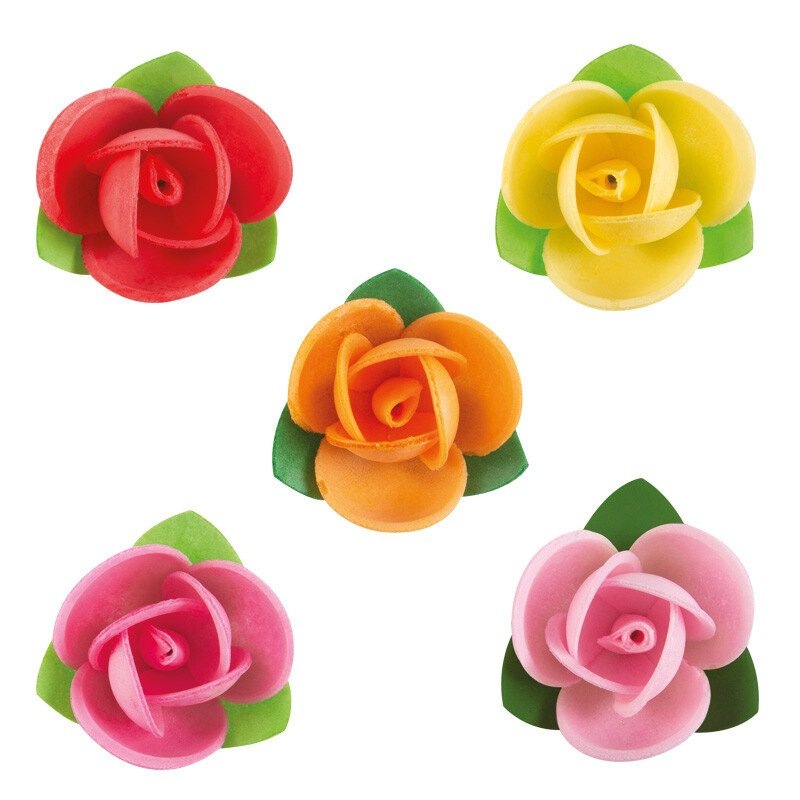 Fleurs comestibles en azyme 3D coloris assortis pour décor gâteau