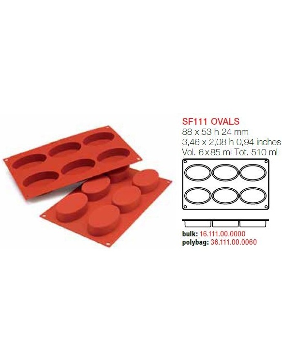 Moule silicone 16 mini ovales 5,5 cm - Silikomart