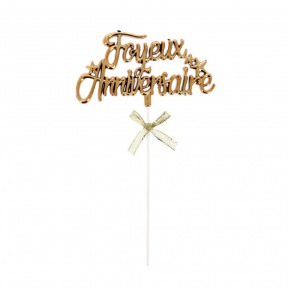 Cake topper "Joyeux Anniversaire" Or