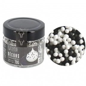 Cake décor - Mini billes noires et blanches