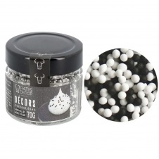 Cake décor - Mini billes noires et blanches