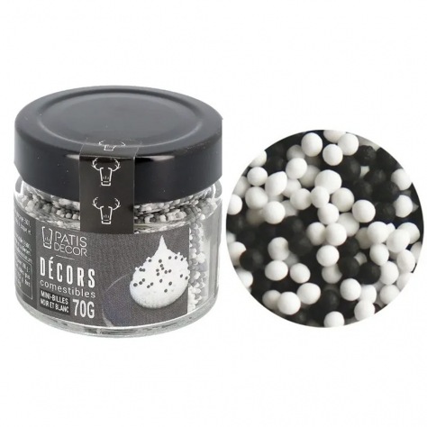 Cake décor - Mini billes noires et blanches