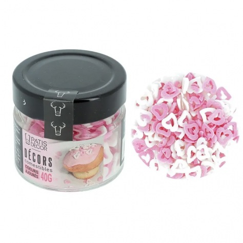 Cake décor - Coeurs ajourés roses et blancs