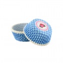 Caissettes Cupcakes Vichy bleu / Fleur